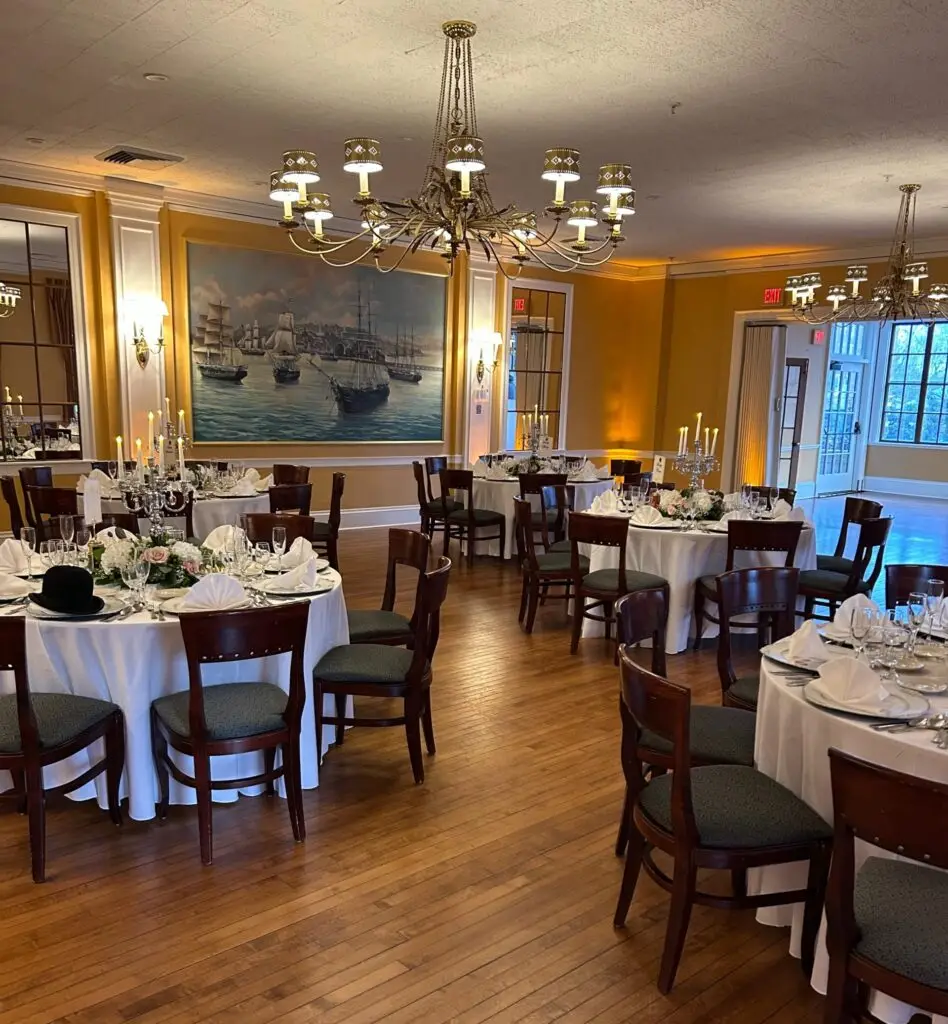 Our main dining room elegantly set for a birthday party.